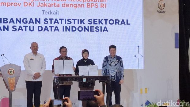 Gubernur DKI Jakarta dalam acara peluncuran Portal Satu Data Jakarta. (Belia/detikcom)