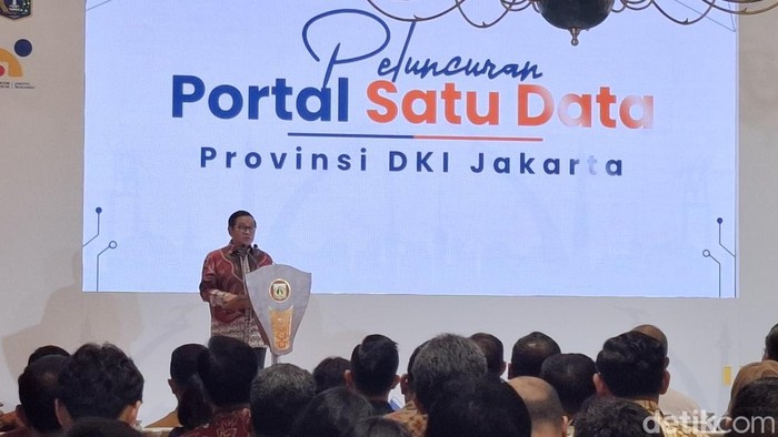 Gubernur DKI Jakarta dalam acara peluncuran Portal Satu Data Jakarta. (Belia/detikcom)