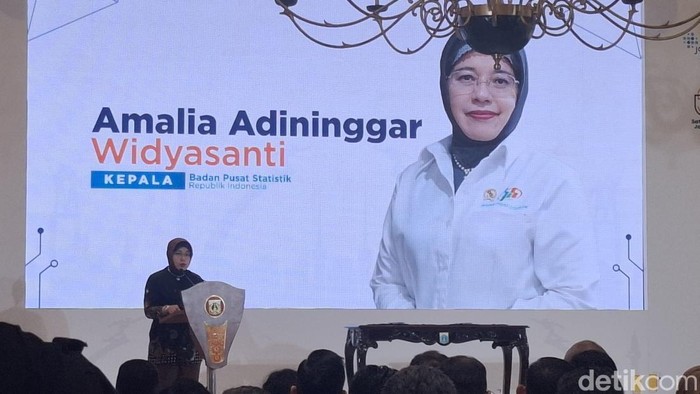 Kepala BPS Amalia Adininggar Widyasanti saat acara peluncuran Portal Satu Data Jakarta. (Belia/detikcom)
