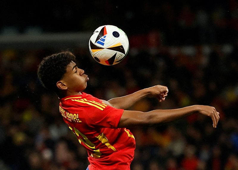 Lamine Yamal FILE PHOTO: Soccer Football - International Friendly - Spain v Brazil - Santiago Bernabeu, Madrid, Spain - March 26, 2024 Spain's Lamine Yamal in action REUTERS/Juan Medina/File Photo