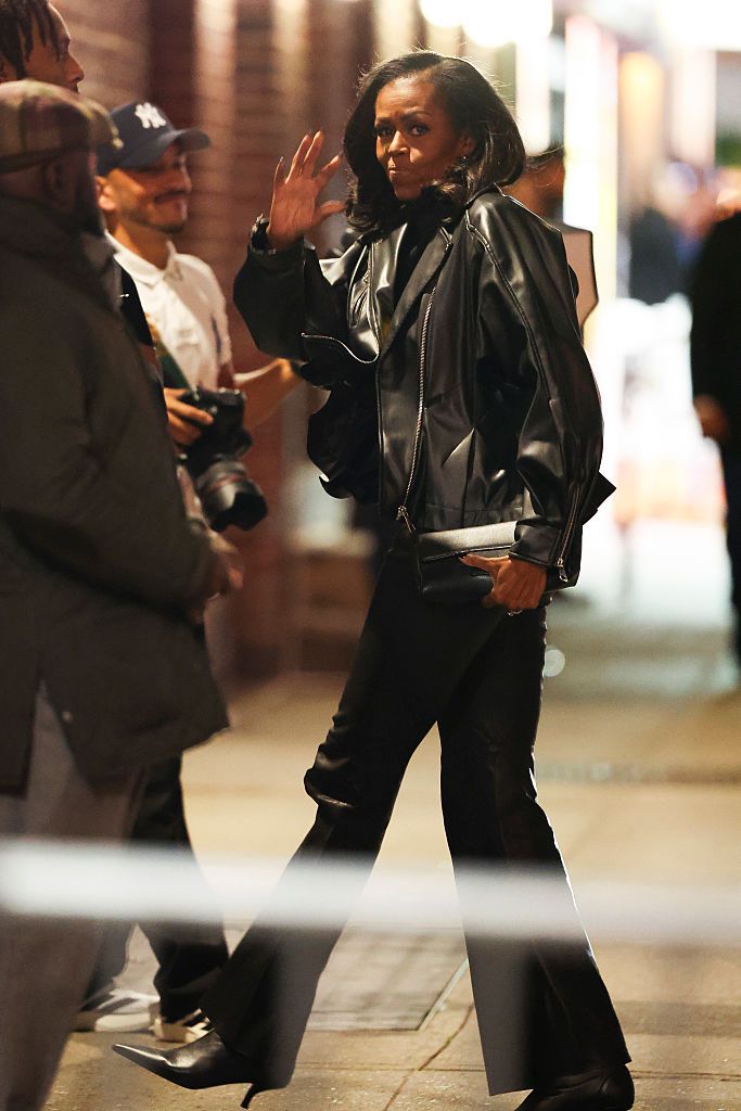 Michelle Obama NEW YORK, NEW YORK - NOVEMBER 04: Michelle Obama seen at 'The Late Show With Stephen Colbert' on November 04, 2025 in New York City. (Photo by Aeon/GC Images)