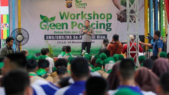 Polda Riau menggelar Workshop Green Policing yang diikuti oleh 311 Ketua OSIS se-Provinsi Riau. Kegiatan ini resmi dibuka oleh Kapolda Riau Irjen Pol Herry Heryawan, di Pekanbaru, Rabu (12/11/2025).