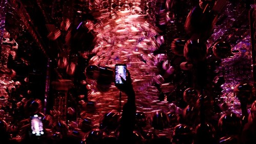 Visitors watch digital artwork at teamLab Biovortex in Kyoto, Japan, November 9, 2025. REUTERS/Kim Kyung-Hoon