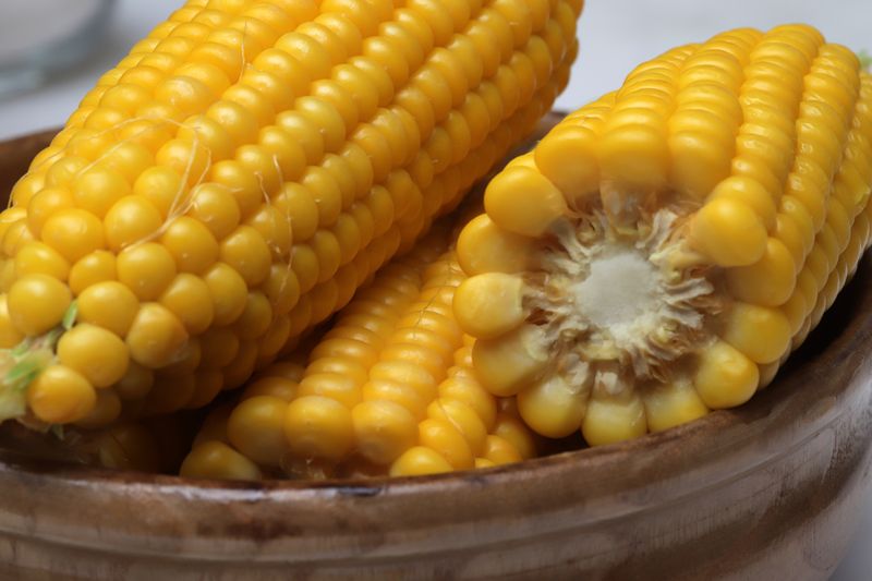 Cooked corn, healthy vegan snack