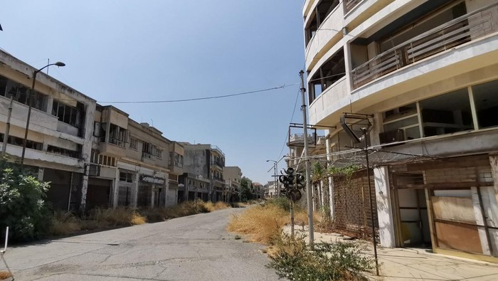 A view of the abandoned town Varosha (Maraş) in northern Cyprus, Sept. 2, 2019.