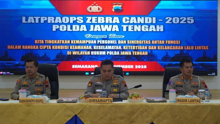 Latihan pra Operasi Zebra Candi 2025 di Gedung Borobudur Polda Jateng.