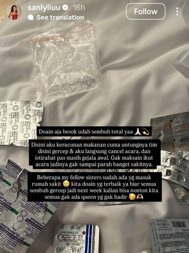 Miss Universe Indonesia 2025 Sanly Liu keracunan makanan.