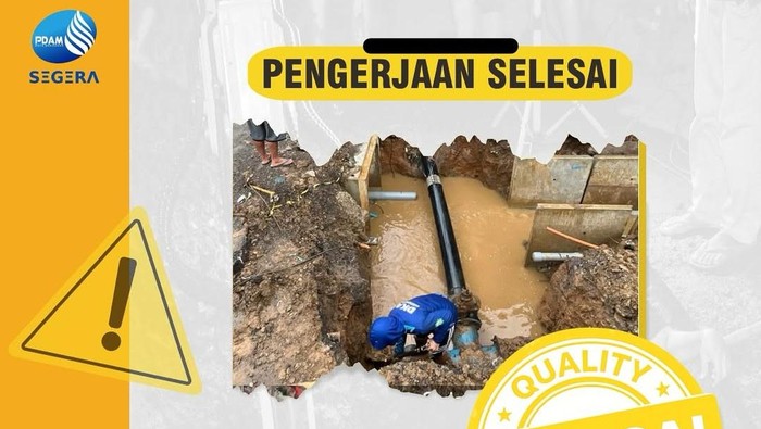 Pengerjaan penanggulangan kebocoran pipa PDAM Makassar di Jalan Haji Kalla sudah selesai.