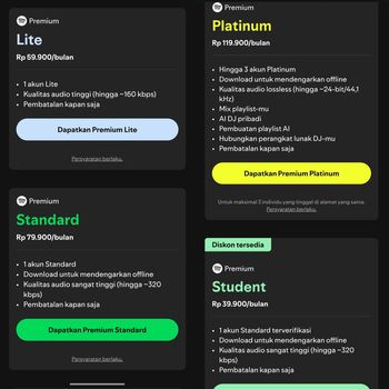 Perbandingan paket Spotify Premium terbaru Perbandingan paket Spotify Premium terbaru