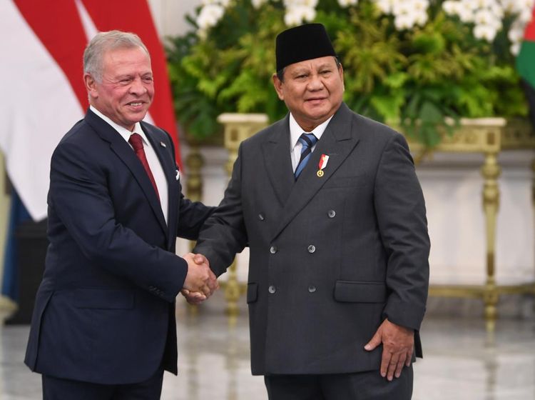 Presiden Prabowo Sambut Raja Yordania di Istana Merdeka