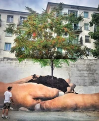 Seni jalanan bertema tangan