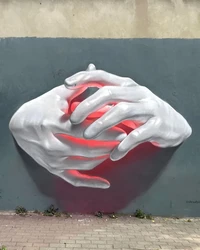 Seni jalanan bertema tangan