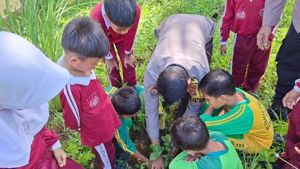 Aksi 'hijau' di Rokan Hulu, ratusan pelajar tanam pohon serentak di 23 sekolah, Sabtu (15/11/2025).