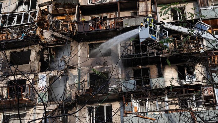 Apartemen Kyiv Hancur Digempur Drone Rusia