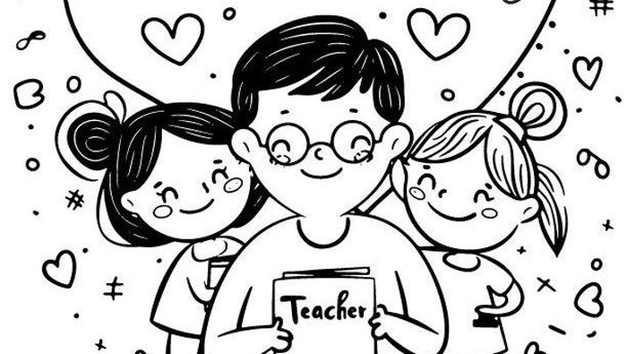 Lembar Mewarnai Tema Hari Guru