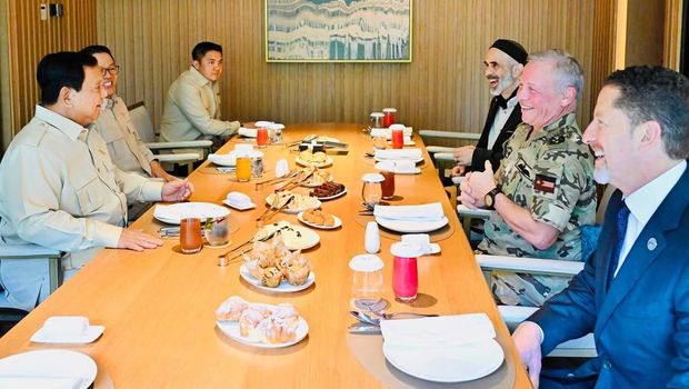 Presiden Prabowo Subianto mengajak Raja Kerajaan Yordania Hasyimiah, Raja Abdullah II ibn Al Hussein, sarapan sebelum meninggalkan Indonesia, Sabtu (15/11/2025).