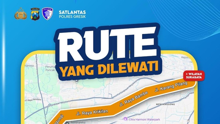 Rute Gerak Jalan Mojokerto-Surabaya 2025.