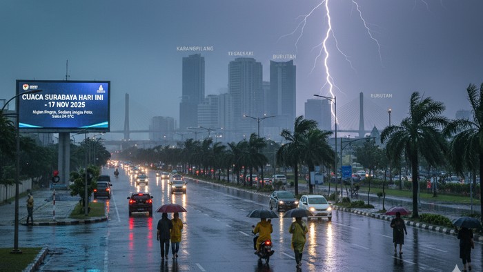 ILUSTRASI CUACA SURABAYA HARI INI.