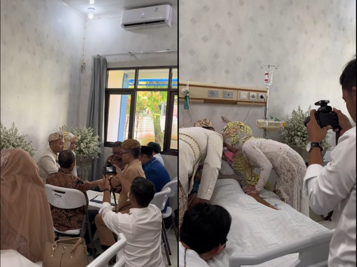 Juru foto ini mengunggah momen saat mengabadikan momen akad nikah di rumah sakit. Suasana akad nikah di Sukabumi, Jawa Barat itu langsung viral di media sosiak.