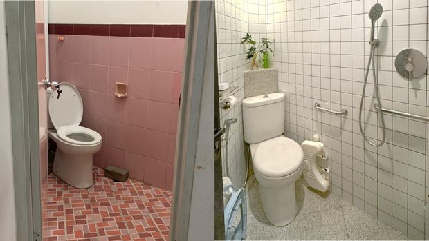 Before-after penampakan kamar mandi tidak simetris di D Pocket House Before-after penampakan kamar mandi tidak simetris di D Pocket House