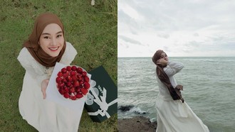 Dinda Hauw Rayakan Ultah ke-29 di Tepi Pantai Pakai Cake Strawberry