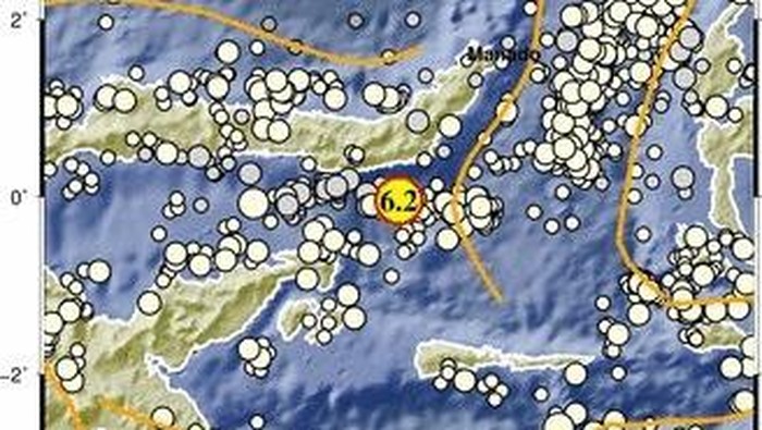 Gempa M 6,2 mengguncang Bolaang Uki, Kabupaten Bolaang Mongondow Selatan, Sulut.