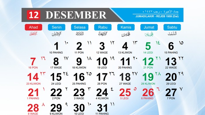 Kalender Desember 2025
