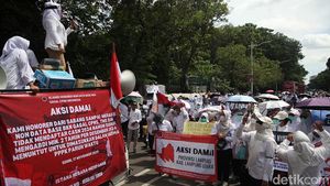 Nakes Honorer Unjuk Rasa di Patung Kuda Jakarta