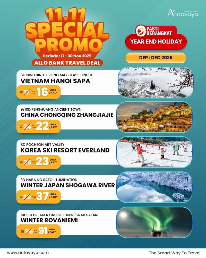 Promo 11.11 Antavaya Promo Liburan ke Korea dan Destinasi Impian
