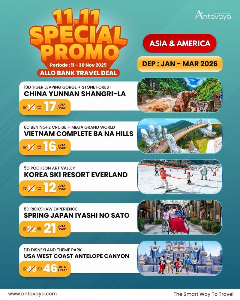 Promo 11.11 Antavaya Promo Liburan ke Korea dan Destinasi Impian