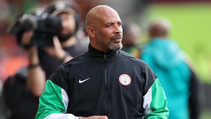 BRENTFORD, ENGLAND - MAY 31: Eric Chelle, head coach of Nigeria, before the Unity Cup Final match between Jamaica and Nigeria at Gtech Community Stadium on May 31, 2025 in Brentford, England.  (Photo by Harry Murphy/Getty Images)