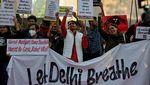 Warga New Delhi Gelar Aksi Protes Tuntut Pemerintah Atasi Krisis Polusi Udara