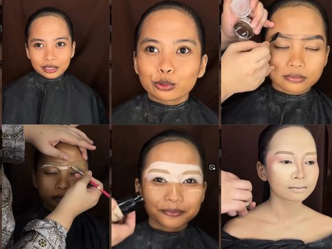 Before-After Makeup Pengantin Makeup artist (MUA) ini mengunggah video transformasi makeup berhasil bikin pangling, unggahan tersebut langsung viral di media sosial.