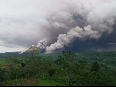 Penampakan Awan Panas Gunung Semeru Meluncur ke Pemukiman