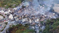 Diperkirakan area yang terbakar seluas sekitar 48.900 meter persegi. AFP PHOTO / Oita Prefectural Governmentl  