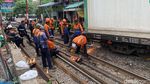 Kereta Api Barang Anjlok di Dupak Magersari Surabaya