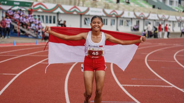 Keterangan foto: Atlet asal Sumut Keisa Sihotang, memecahkan rekor nasional nomor lari halang rintang (steeplechase) 2.000 meter (Dok. Diskominfo Sumut)