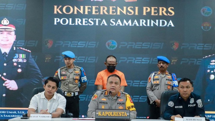 Polresta Samarinda saat merilis kasus pengungkapan narkoba di Samarinda. (dokumentasi istimewa)