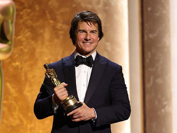 HOLLYWOOD, CALIFORNIA - NOVEMBER 16: Honoree Tom Cruise poses onstage during the 16th Governors Awards at The Ray Dolby Ballroom on November 16, 2025 in Hollywood, California. (Photo by Kevin Winter/Getty Images)