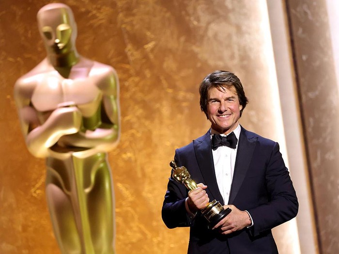 HOLLYWOOD, CALIFORNIA - NOVEMBER 16: Honoree Tom Cruise poses onstage during the 16th Governors Awards at The Ray Dolby Ballroom on November 16, 2025 in Hollywood, California. (Photo by Kevin Winter/Getty Images)