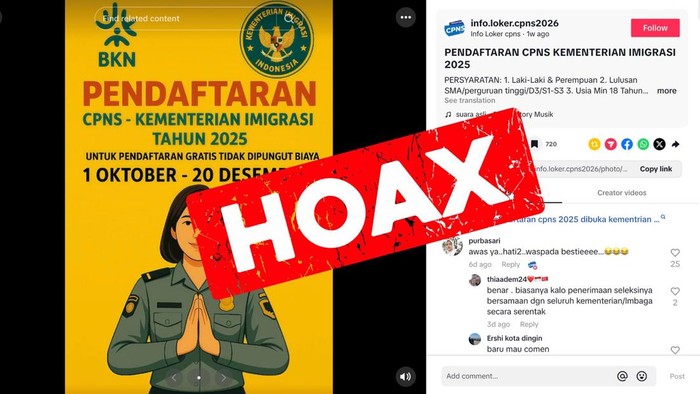 KemenImipas) meminta masyarakat waspada terhadap konten-konten yang beredar di media sosial tentang rekrutmen calon pegawai negeri sipil (CPNS) Imigrasi (Dok istimewa).