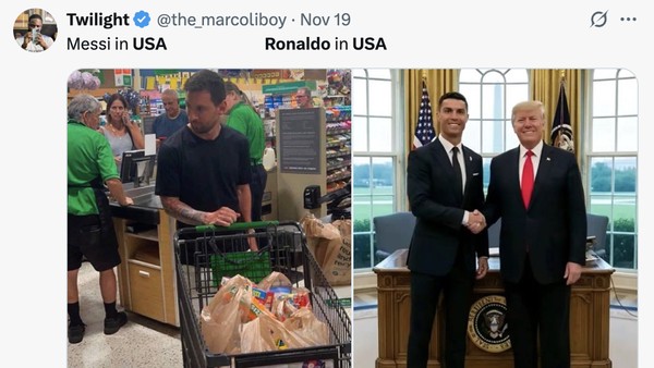 Meme Ronaldo ke AS Ketemu Trump, Dibanding-bandingkan dengan Messi