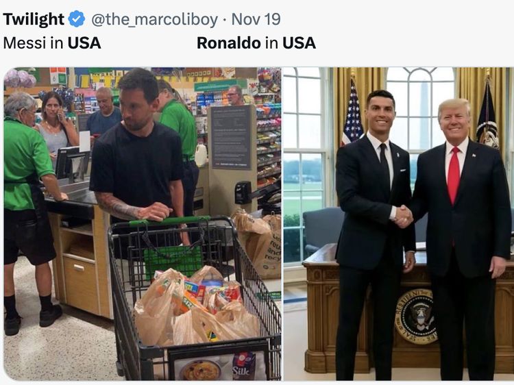 Meme Ronaldo ke AS Ketemu Trump, Dibanding-bandingkan dengan Messi