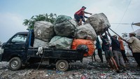 Setelah dikumpulkan, sampah-sampah itu berpindah ke tangan pengepul yang lebih besar di dalam kampung. Di sana, tumpukan plastik diakumulasi hingga berton-ton sebelum digiling.