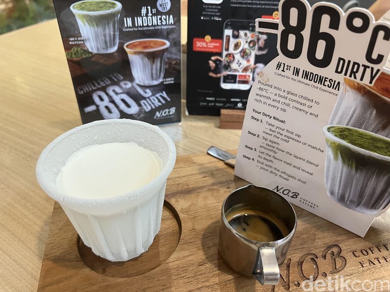 Dirty Latte di N.O.B N.O.B: Di Sini Ada Dirty Latte dan Matcha Latte Ekstrem Bersuhu -86 Derajat Celcius