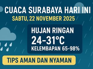 Cuaca Surabaya Hari Ini, Hujan Ringan di 31 Kecamatan, Tetap Waspada!