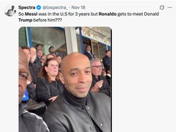 Kedatangan Ronaldo membuat fansnya langsung menyerang Lionel Messi, yang justru belum pernah bertemu Trump secara resmi meskis sudah main di Miami sejak 2023. (Foto: X.com/@lospectra_)