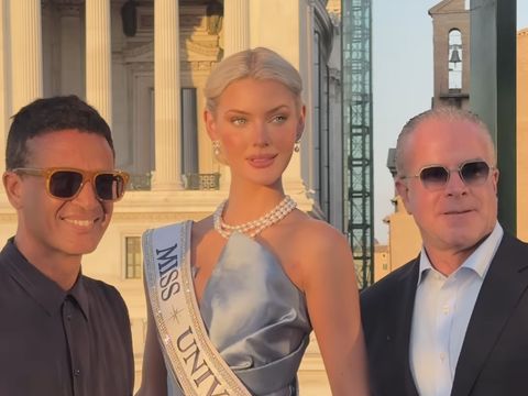 Omar Harfouch berfoto bersama Miss Universe 2024 dan Raul Rocha