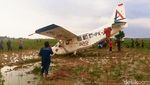 Potret Pesawat Cessna Jatuh di Tengah Sawah Warga Karawang