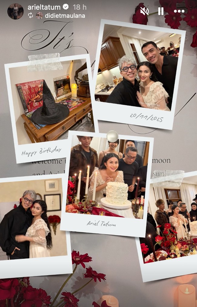 Para sahabat, salah satunya desainer Didiet Maulana terlihat hadir. Foto-foto perayaan tersebut dibagikan Ariel ke Instagram Story miliknya. Foto: Instagram/@arieltatum
